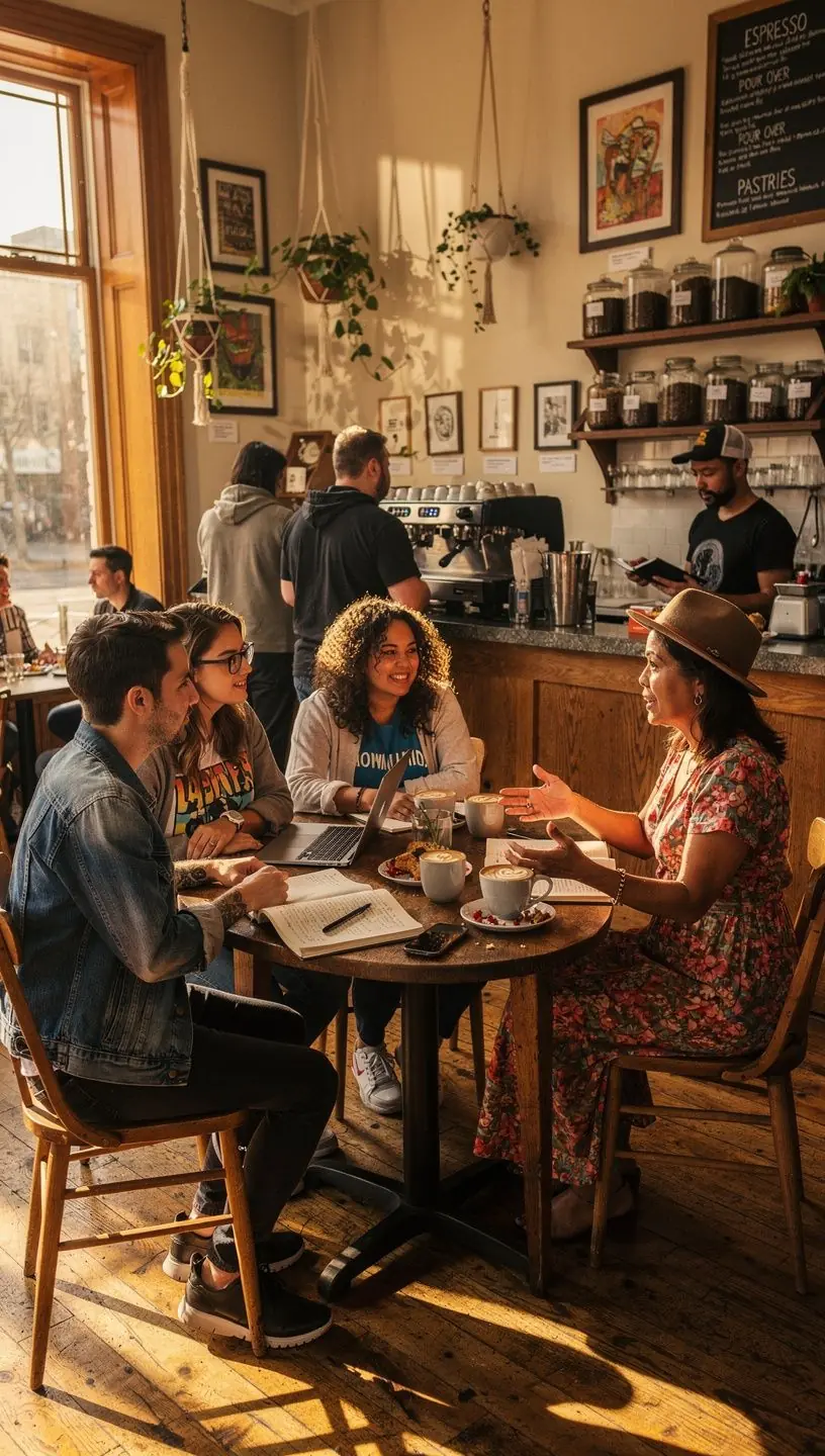 Group of diverse community members collaborating on a local neighborhood project in California.